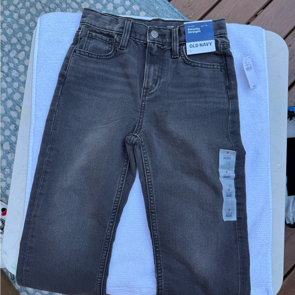 Girls size 7 Old Navy High-rise slouchy straight